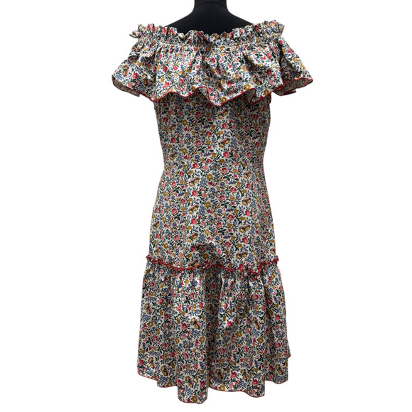 Maggie Gray Liberty of London Floral Print Cotton Ruffle Drop Waist Dress XL - Picture 1 of 8